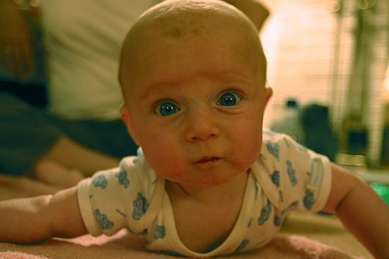 Gus gets his tummy time.