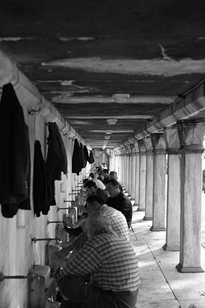 Ritual cleansing before entering the Blue Mosque.