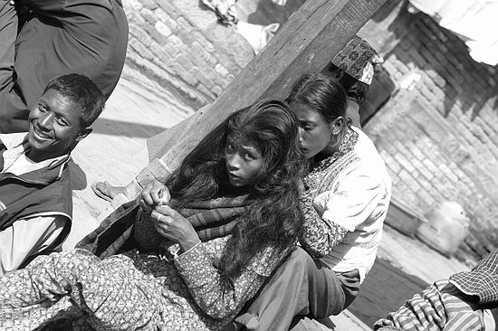 Hair braiding.