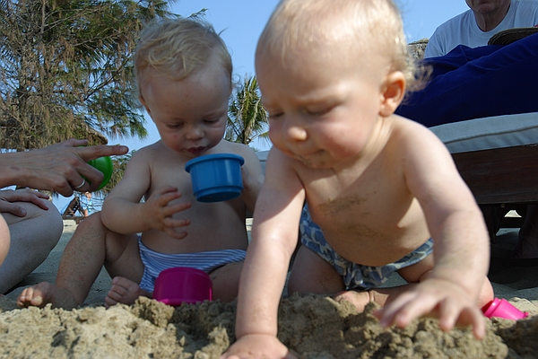 Playing in the sand.