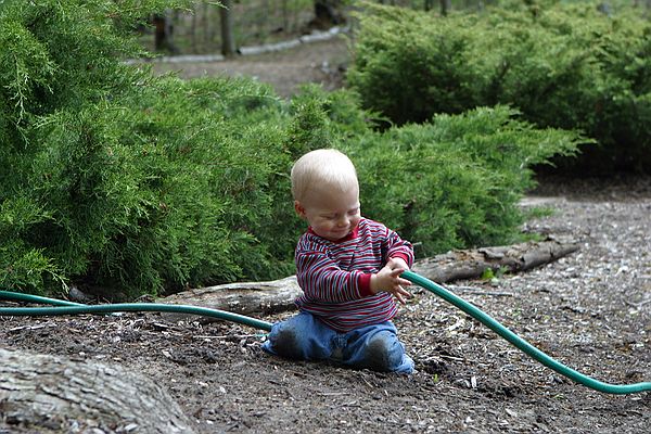 Hauling the hose.