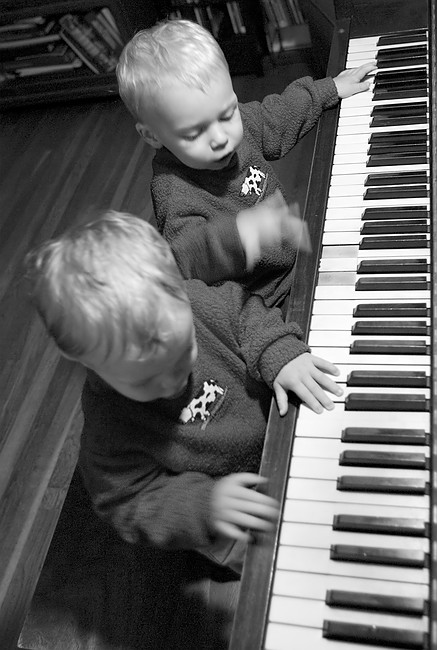 Tickling the ivories.